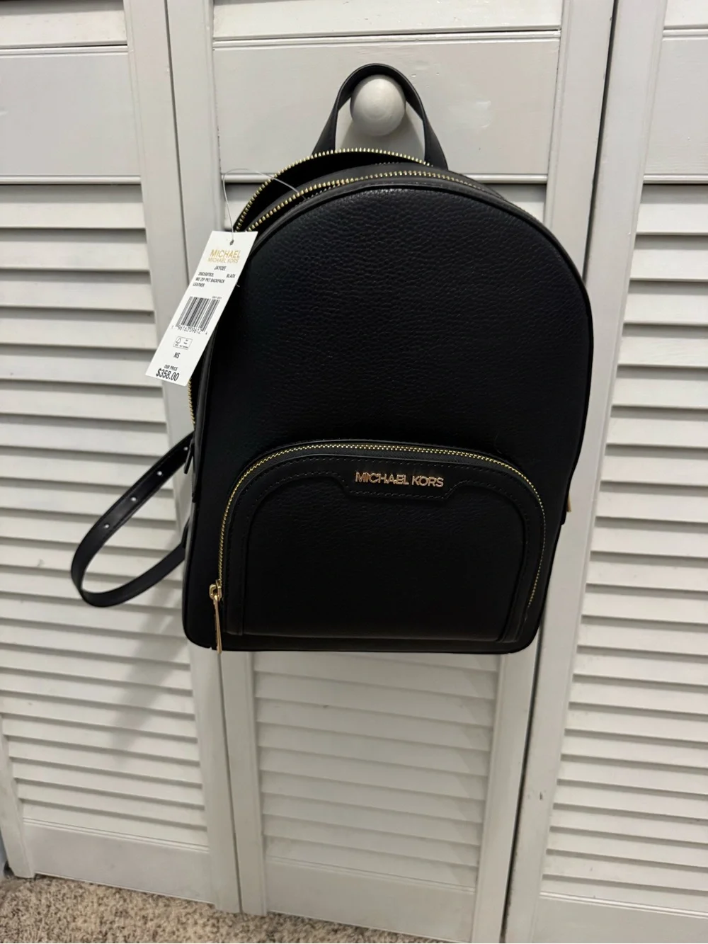 Michael Kors Black Pebbled Leather Mini Backpack with Gold Hardware